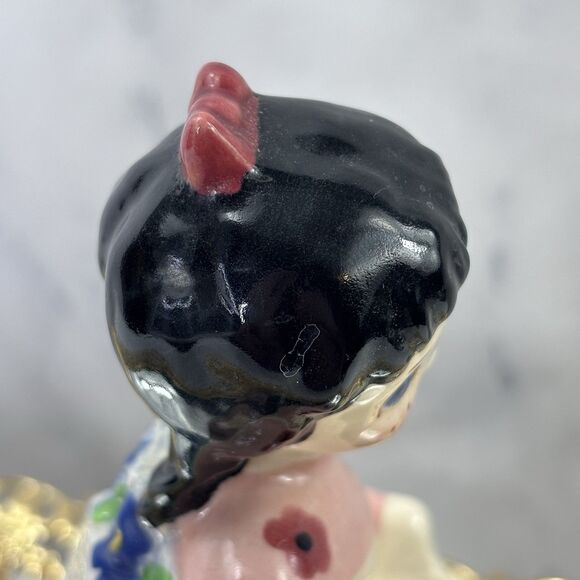 Vtg 40s 50s Peasant Pottery Art Sally girl Figurine Planter 7" Kitschy Cottage - Picture 10 of 13